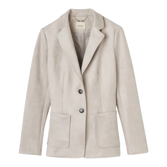 Elie Tahari Single Breasted Faux Suede Leather Blazer Size 8 - Picture 1 of 12